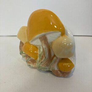 Vintage Retro 70s Mushroom Napkin Holder MCM Ceramic 4" Yellow White Kitchen